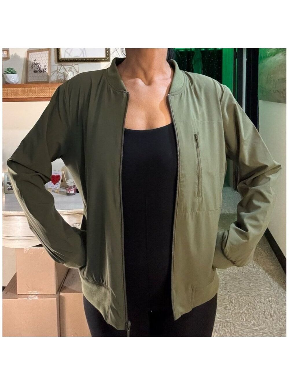 Banana Republic Women's Bomber GREEN Jacket